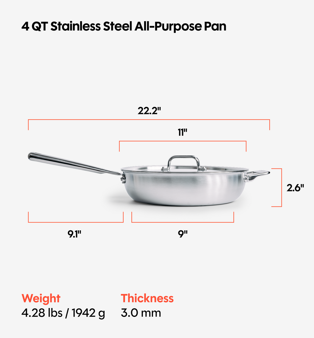 4 QT Stainless Steel All-Purpose Pan